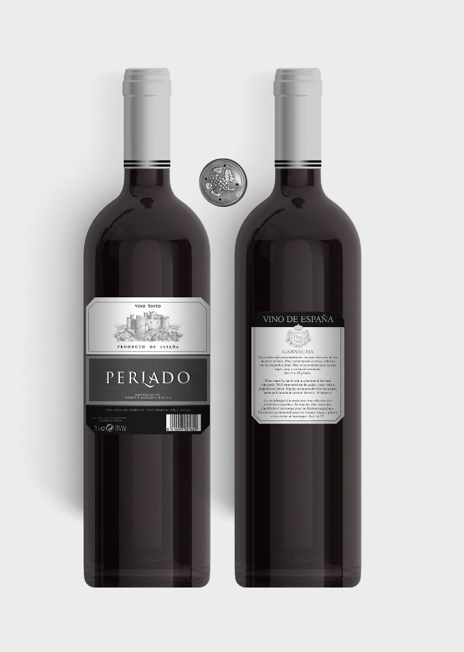 Benito Blázquez - Botella de Vino Tinto Perlado Plata